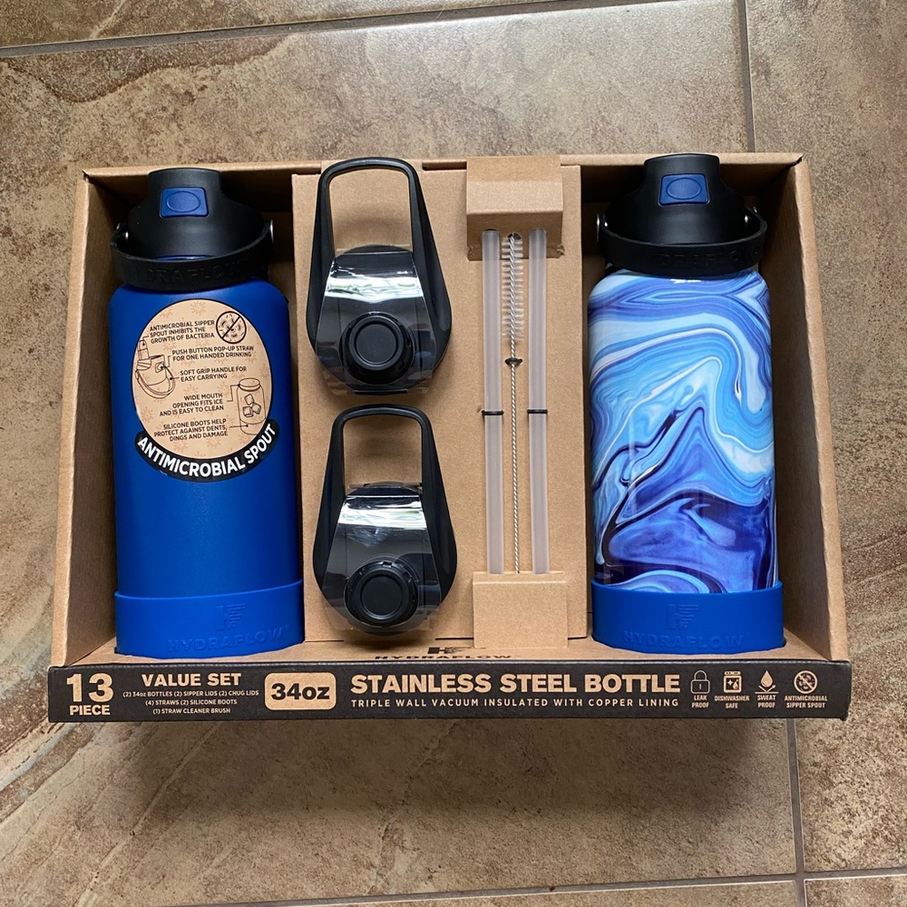 New 2 pack hydraflow water bottles